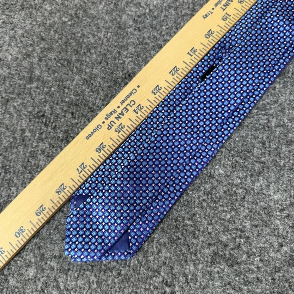 Hugo Boss Mens Blue Purple Geometric Silk Tie Made in Italy Necktie Dress Formal